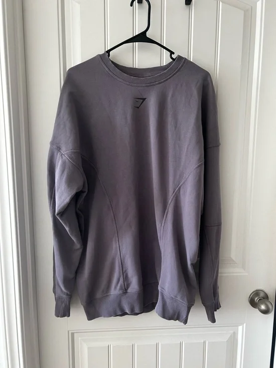 Gymshark Heritage Washed Crew, Fog Purple - Picture 3 of 5